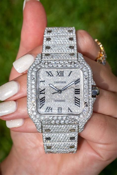 mens diamond cartier watches|cartier watch with diamond bezel.